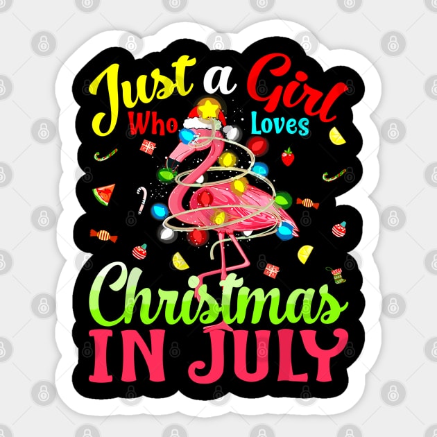 Just A Girl Who Loves Christmas In July Flamingo Sticker by StarMa